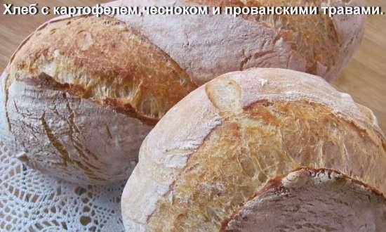 Chleb na zakwasie z czosnkiem, ziemniakami i ziołami prowansalskimi