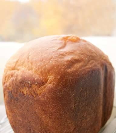 Wheat pumpkin-curd bread in a bread maker