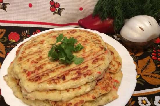 Tortillas with feta cheese, herbs, bell pepper and garlic (Midea grill)