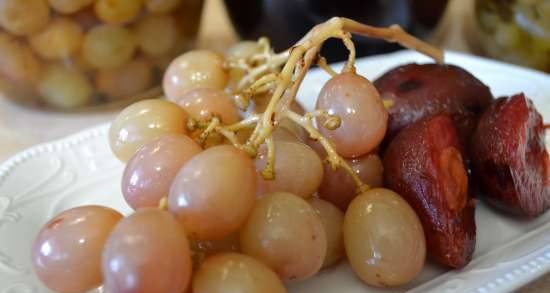 Pickled grapes and plums