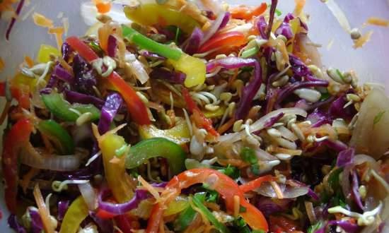 Vitamin salad with fenugreek and sunflower seedlings