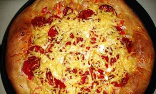 Pizza op dikke bodem met krabvlees (Princess 115000 pizzamaker)