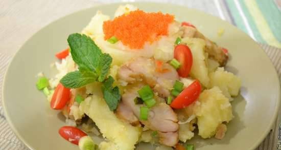 Boiled potatoes with smoked fish