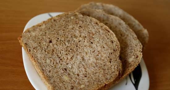 Wheat bread with whole grain flour and bran