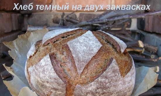 Dark bread with two leavens