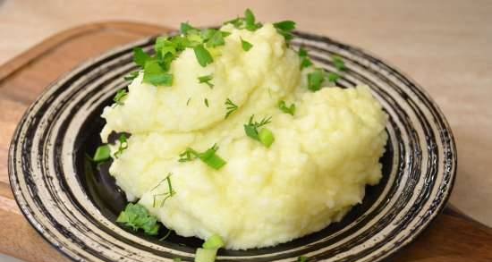 Mashed potatoes using a potato pusher