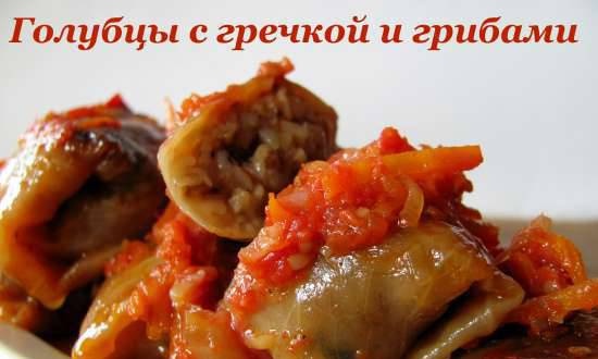 Cabbage rolls with vegetables and dried mushrooms