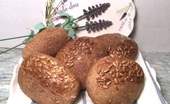 Buns "Myshki" and bread (multi-grain) from sourdough and dough dough