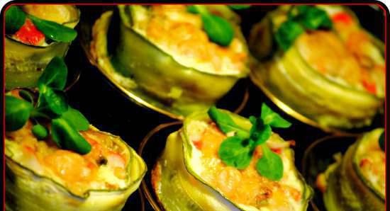Zucchini baskets with seafood