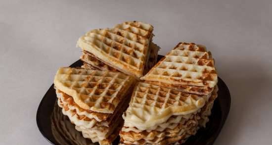 Curd waffles in a waffle iron