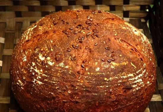 Rye bread with garlic, flaxseed, flax sprouted sourdough seasonings