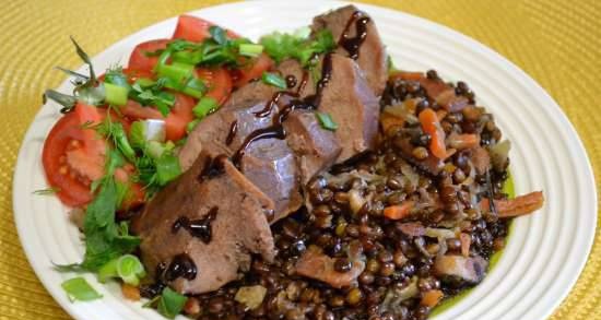 Pork tongue stewed with French lentils