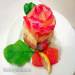 Salmon and grapefruit appetizer with vegetables Fresh rose