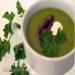 Cold creamy parsley and fennel soup with mushrooms