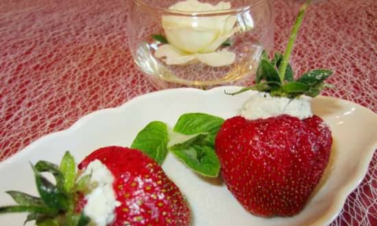 Strawberries stuffed with blue cheese