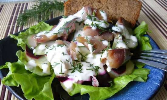 Cold smoked mackerel salad