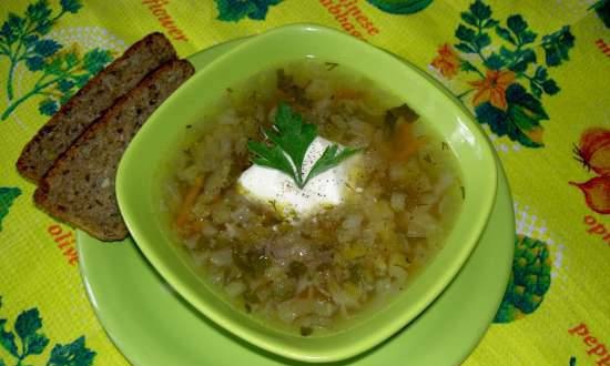 Fresh cabbage soup (reconstituted from frozen stock)