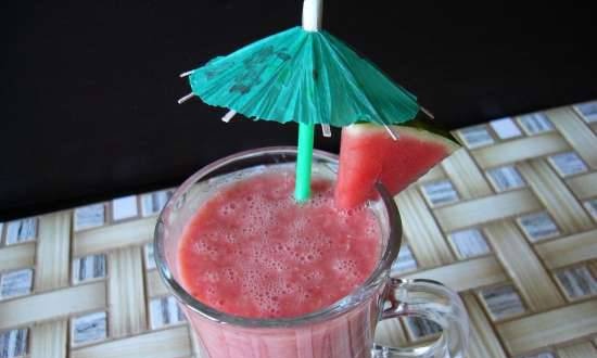 Smoothie with watermelon, strawberry and banana