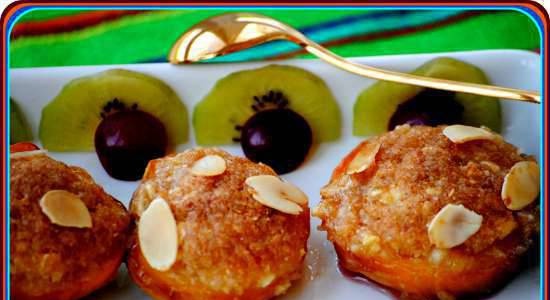 Baked peaches with almond filling