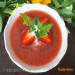 Strawberry-rhubarb cold soup with rice