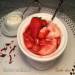 Strawberry panna cotta with strawberry coolie