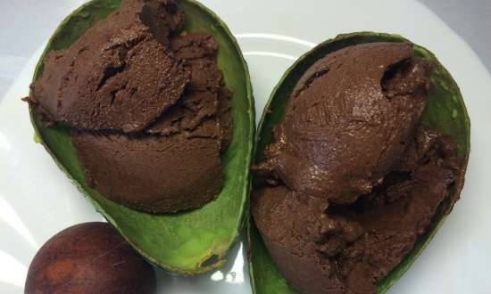 Chocolate ice cream with avocado
