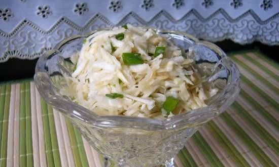 Light celery root salad with green onions