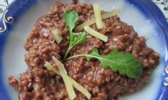 Chocolate risotto with gruyere