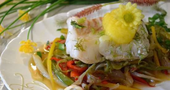 Lomo de bacalao con verduras en tagine