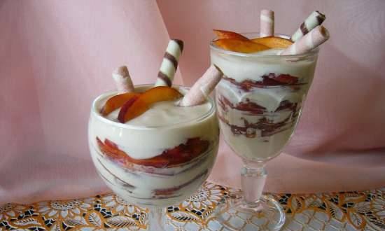 Coffee curd with peaches