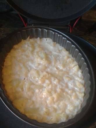 Coliflor rellena de leche-queso-huevo