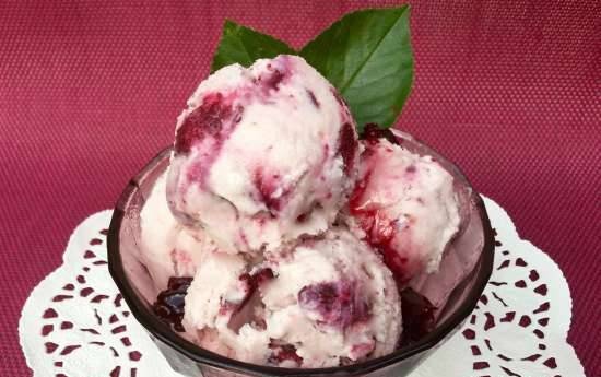 Cherry ice cream with condensed and coconut milk