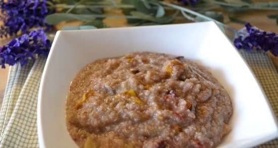 Healthy breakfast: malt porridge "Cartoon" with dried fruits