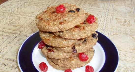 Oatmeal cookies with dried fruits on kefir