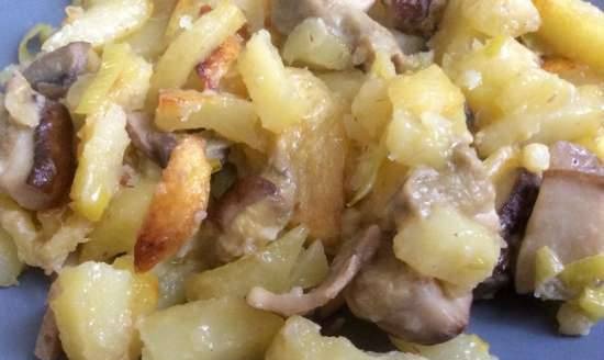 Fried potatoes with mushrooms in the Princess 115000 pizza maker