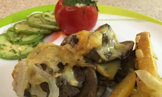 Chicken liver with apples and cheese