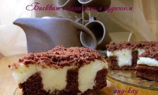 Sponge cake with vanilla pudding
