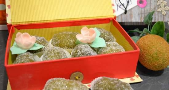 Fruit jelly "Kiwi-koloboks" "candied fruits (glace fruits)" with pink and green peppers