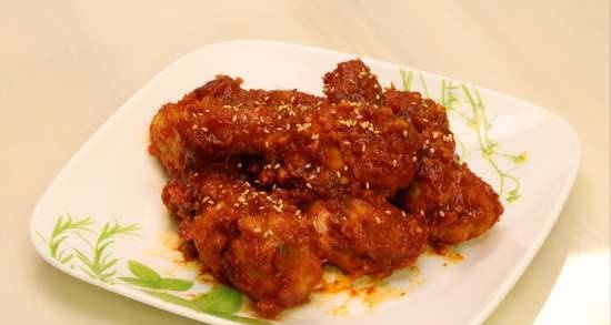 Pollo frito con salsa coreana