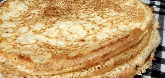 Hypoallergenic lace pancakes with pasta broth
