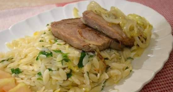 Orzotto pasta with pickled lemons
