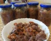 Stew with beans in a jar