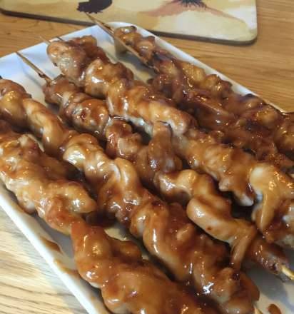 Chicken skewers in the oven (with the Chinese method of keeping the meat juicy)