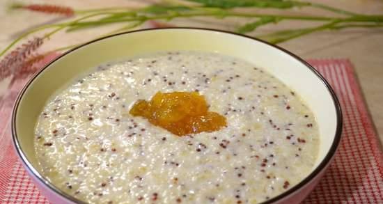 Barley porridge with persimmon and garam masala on coconut milk, stewed in the oven (lean)