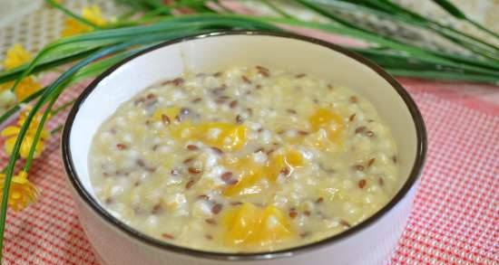 Herculean porridge (on the water) with flax seeds and apricots in a multicooker Redmond RMC-01