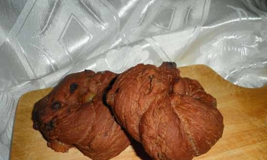 Chocolate bagels with raisins
