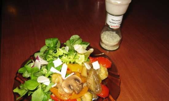 Warm baked vegetable salad
