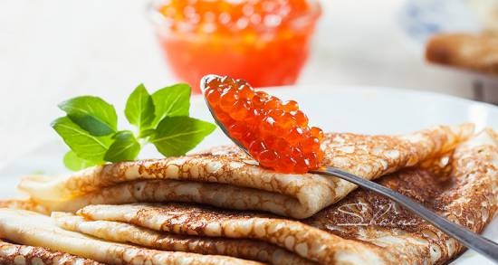 Leningrad-style pancakes with caviar