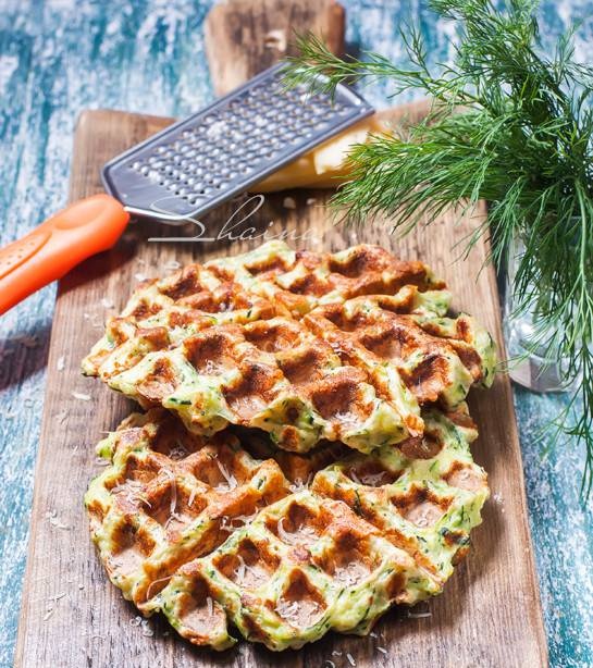 Waffles with zucchini and parmesan