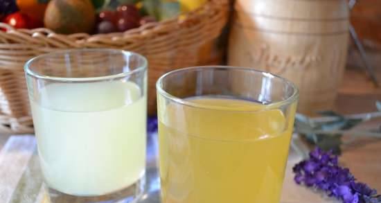 Curd whey drink with mineral water and honey